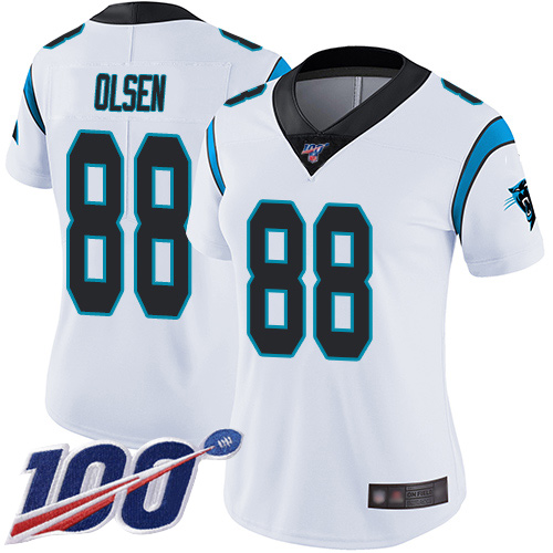 Carolina Panthers Limited White Women Greg Olsen Road Jersey NFL Football #88 100th Season Vapor Untouchable->women nfl jersey->Women Jersey